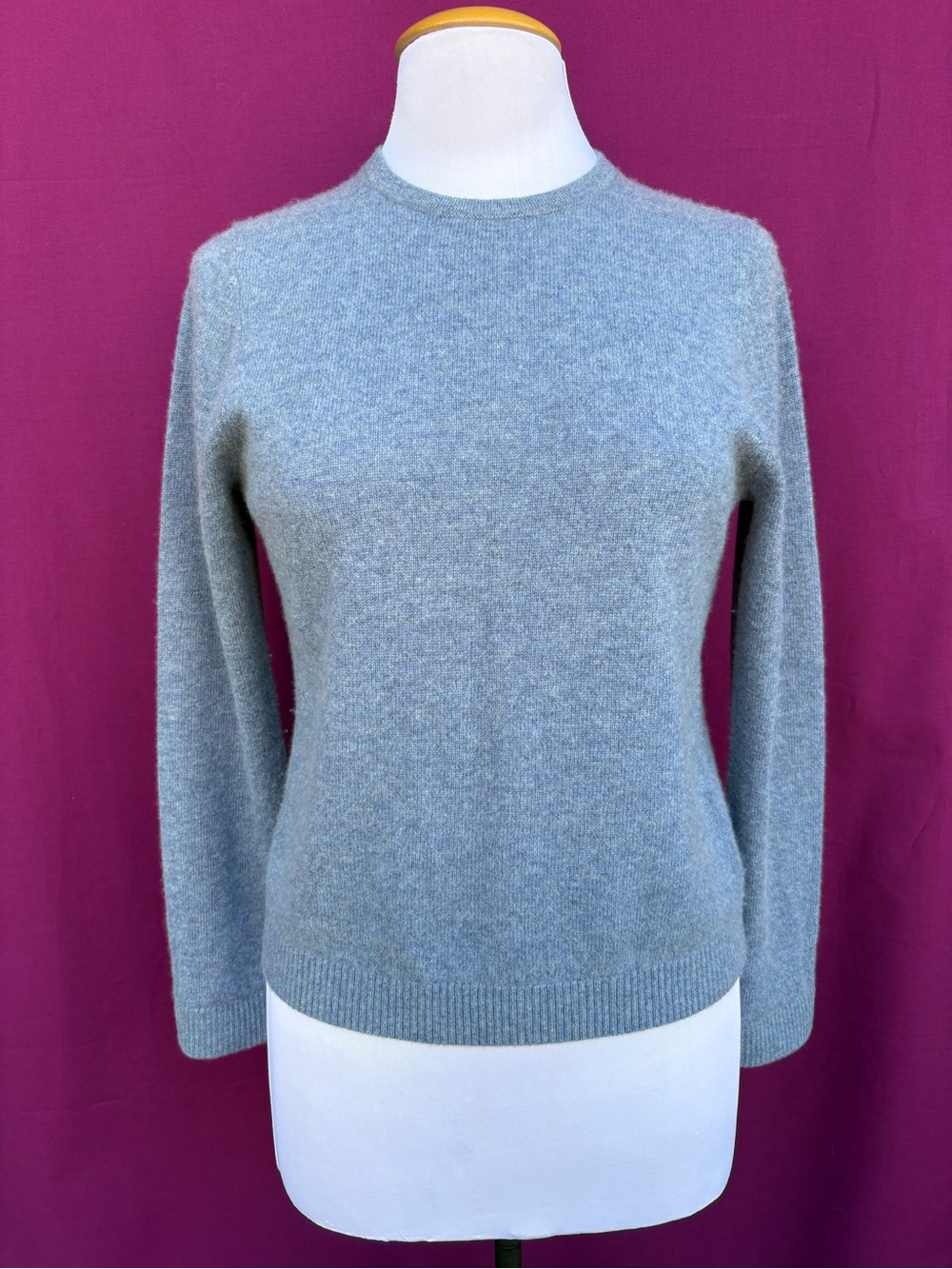 L.L.Bean 100% Cashmere Sweater Blue Petite Small Soft Luxury Knit